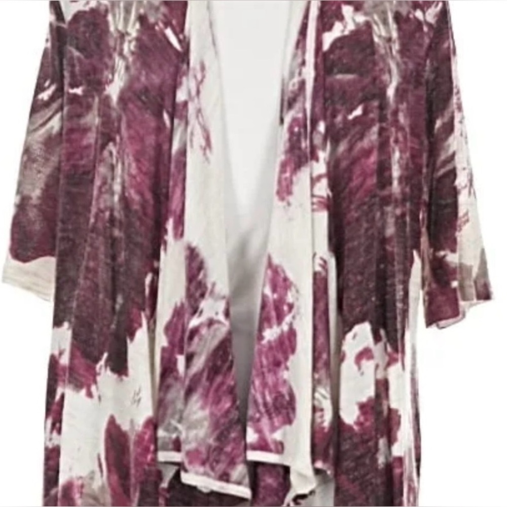 Coldwater Creek Waterfall Open Cardigan in Pink and Cream
